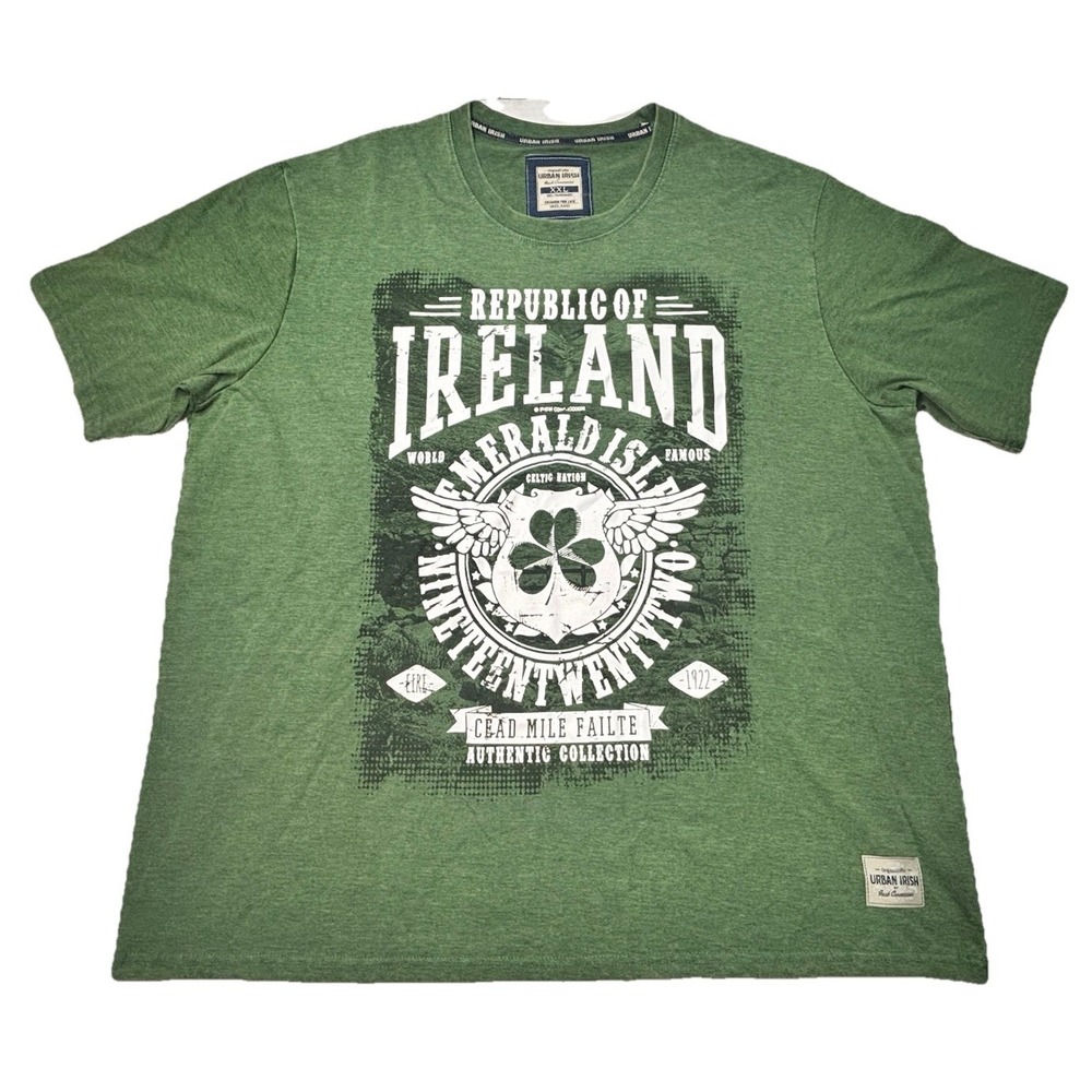 Urban Irish Republic of Ireland Emerald Isle T-Shirt Mens XL Green Celtic Tee